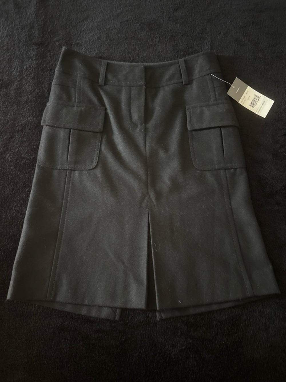 MEXX Wool Blend Utility Cargo Mini Skirt Sz 2 Black Y2K Office with Pockets NWT